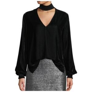 BAILEY 44 Truth Serum Black Velvet Blouse V Neck Top M Whimsigoth Victorian Luxe
